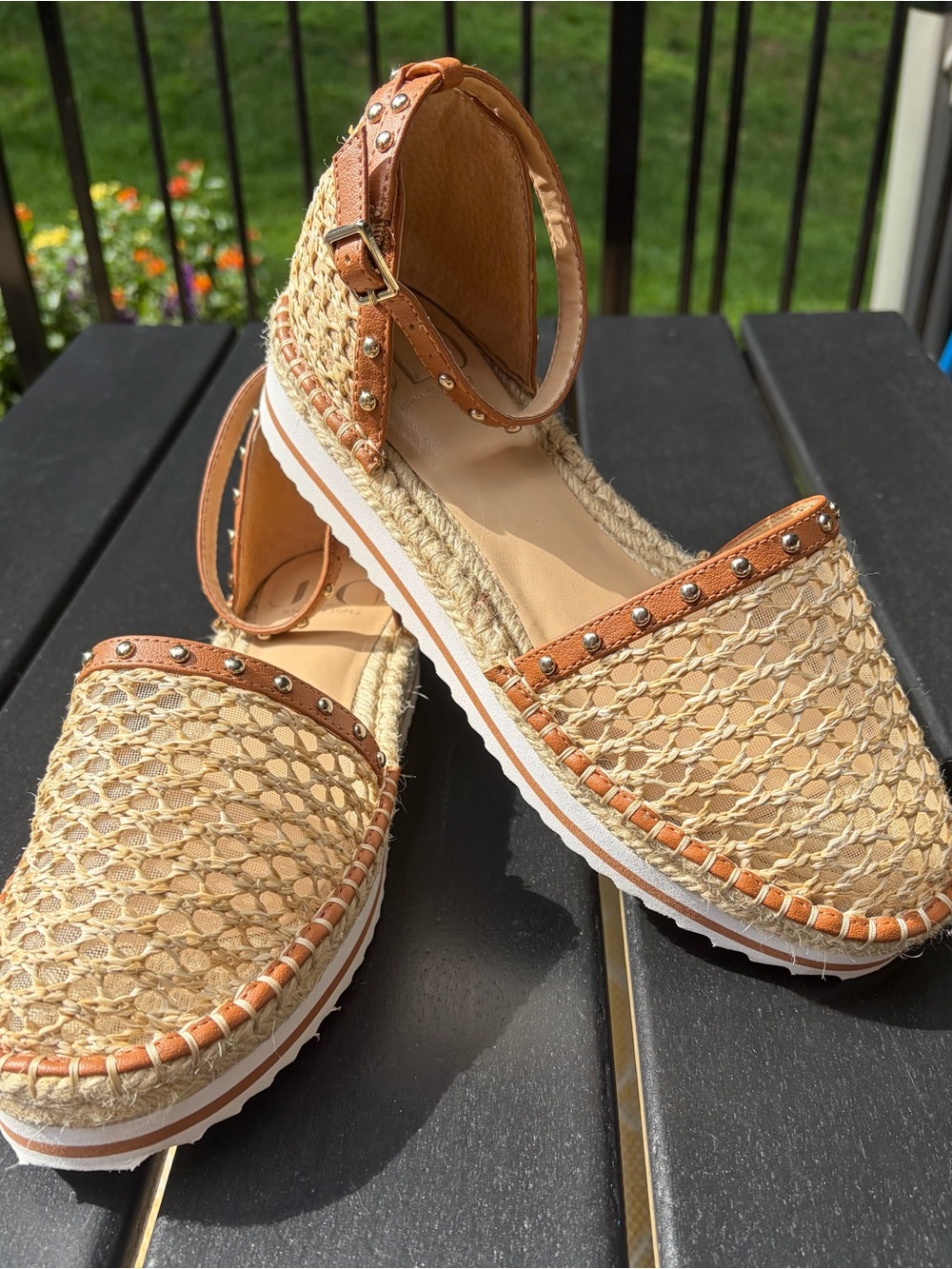J Lo - Beige Woven Espadrille Size 7.5